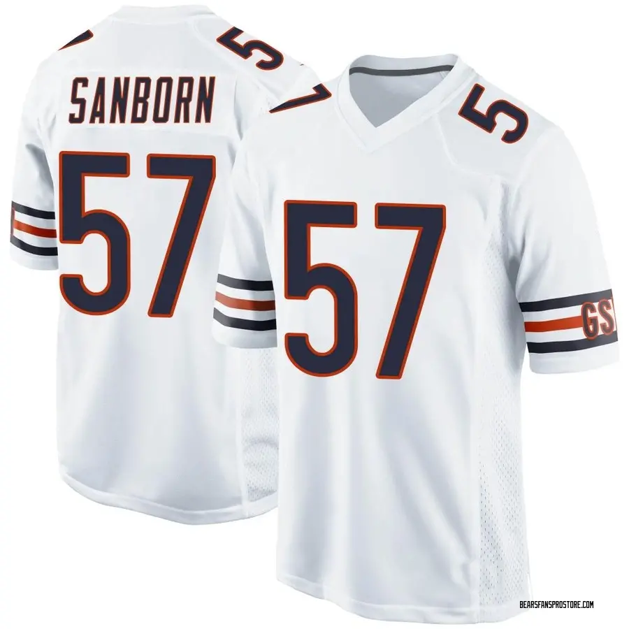 Jack Sanborn Men's Nike White Chicago Bears Custom Game Jersey Size: Extra Large