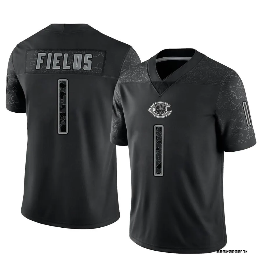 Men's Nike Justin Fields Black Chicago Bears RFLCTV Limited Jersey